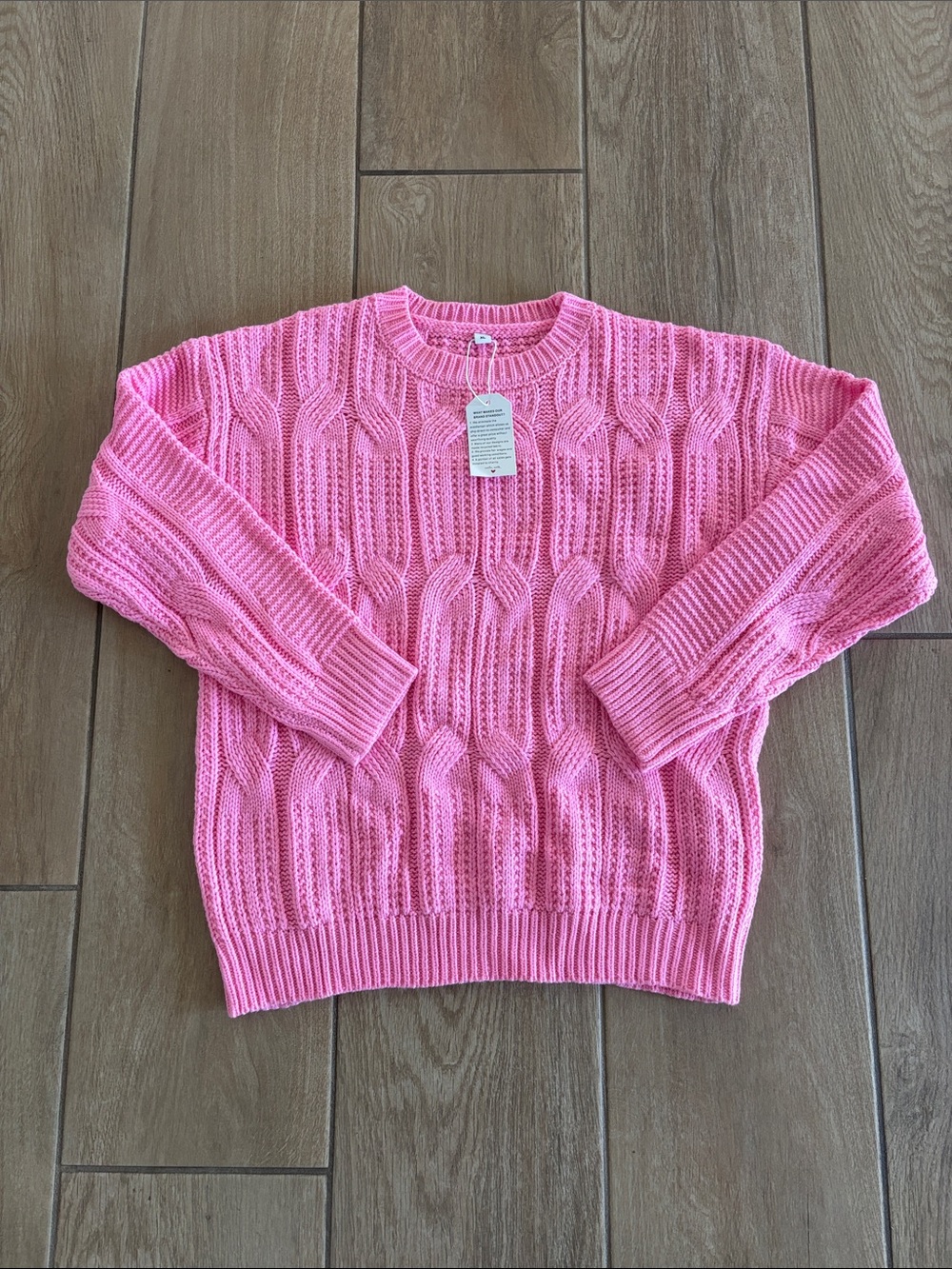 Women's Pink Cable Knit Sweater